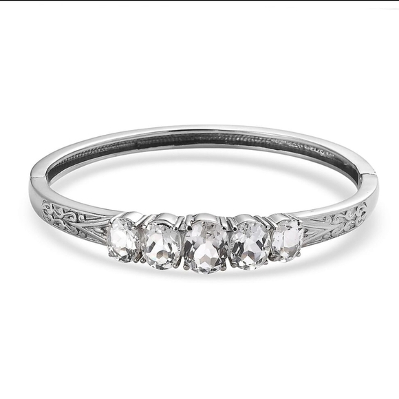 Karis Jewelry - 🆕️ Karis White Topaz Bangle Bracelet in Platinum Bond (8.0 Inches)
